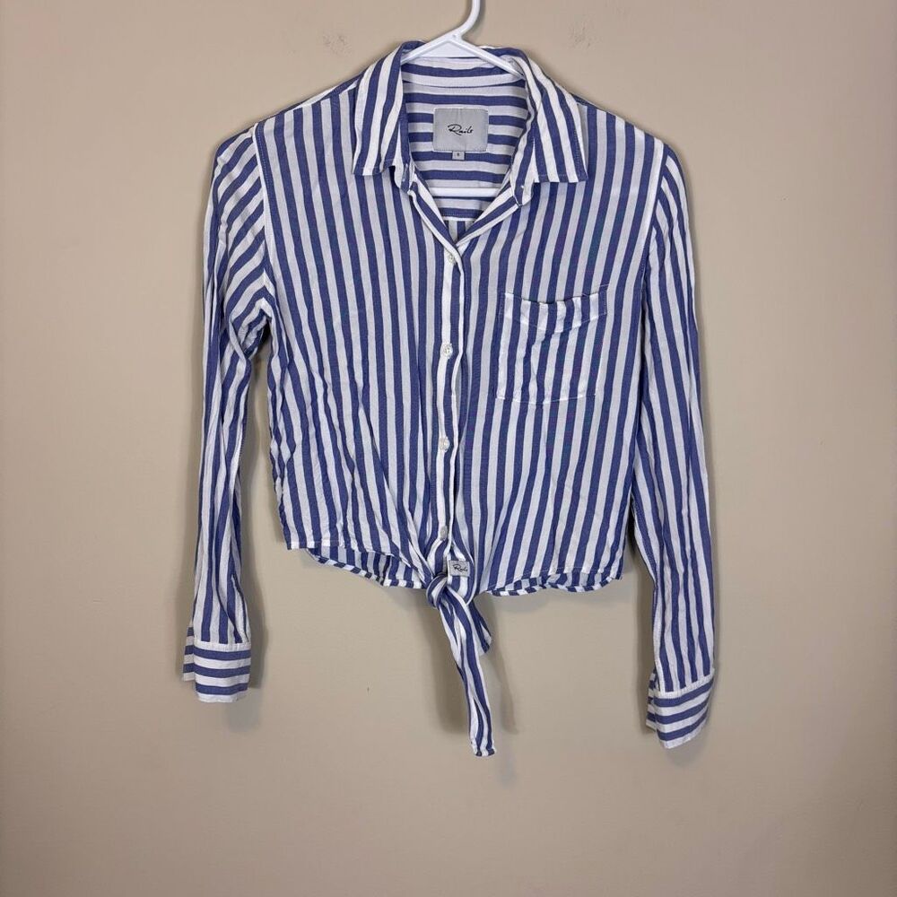 Rails Blue & White Striped Collared Button Front … - image 1